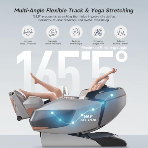 Image of ROTAI R-AUREX Advanced 4D Luxury Zero Gravity Recliner Chair with Cycling Mode & 12 Auto Programs | Full Airbag Coverage with Touch Control & Charging for Home & Office (Silver)