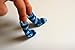 Miniature Striped Crochet Sock, Handmade Dollhouse Stocking, 4cm Long, 1 Sock (Blue)