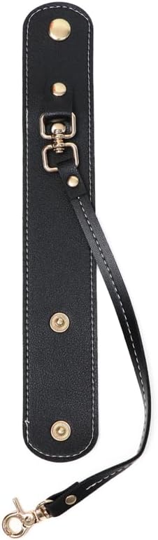 Faux Leather Glove Holder for handbag, Strap Holder with Clasp, Hat Holder, Towel Holder, Scarf Holder for purse for travel for cycling, Bag Accessories for Women (strip, black smooth)