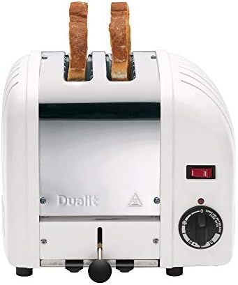 Dualit Classic 2 Slice Vario Toaster| Stainless Steel, Hand Built in the UK| Replaceable ProHeat Elements| Heat Two or Four Slots, Defrost Bread, Mechanical Timer| Replaceable parts|White, 20248