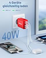 2-Pack USB C Stecker, 40W 4-Ports Netzteil USBC Fast Charger Mehrfach Schnellladegerät USB Ladegerät PD 3.0 Power Adapter + QC Ladestecker für iPhone 17 16 15 14 13 12 11 Pro Max Plus, iPad, Samsung – Ansicht 3