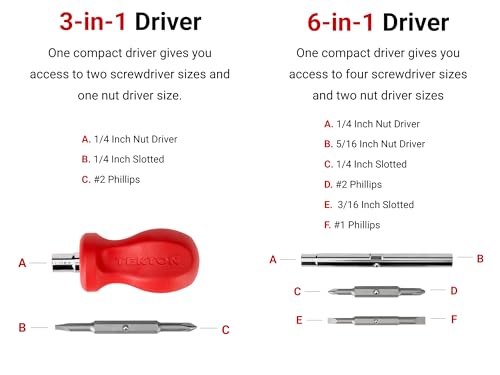Image of TEKTON Multi-Bit Driver Set, 2-Piece | DRV82001 | #1 - #2, 3 /16 - 1 /4 in.