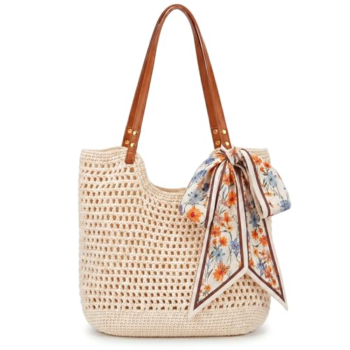 Bolso de playa tejido con cremallera y forro para mujer miniatura 1