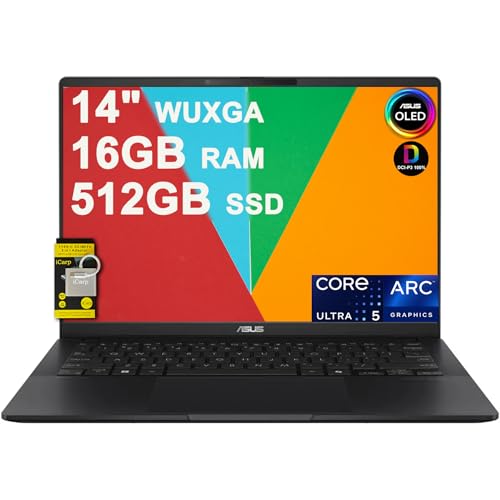 ASUS Vivobook S 14” OLED Copilot+ PC AI-Powered Laptop for Content Creation Intel 8-core Ultra 5 226v (Ultra 7 155H) 16GB RAM 512GB SSD Thunderbolt 4 Lighweight Win11 w/ICP Accessory