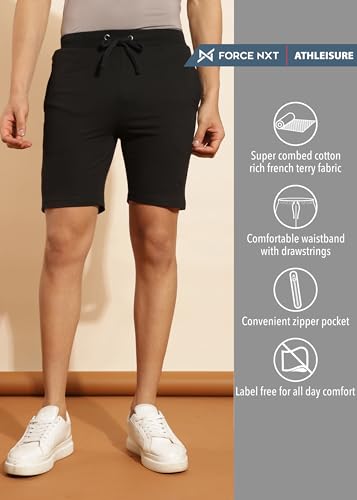 Image of Force NXT Bermuda Shorts for Men Pack of 1 Shorts for Men | Stretchable Shorts for Men with Side Pockets | Anti-Odour, Regular fit, Men's Sports Shorts