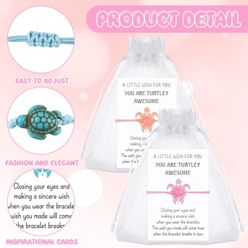 50 Sets You're Turtley Awesome Gifts Sea Turtle Bracelets Good Luck Bracelets with Animal Pun Cards Employee Appreciation Gifts Turtle for Teachers Team Women Coworker Leaving Gift3