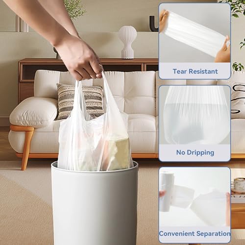 Image of WAIKAS 8 Gallon Trash Bags with Handles, Pack of 42, Garbage Bags, Size 55 * 70cm, Weight 8g /pcs, Unscented, White