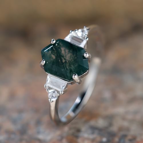 Natural Moss Agate Ring 925 Sterling Silver Engagement Promise Rings for Women Birthday Jewelry Gift4