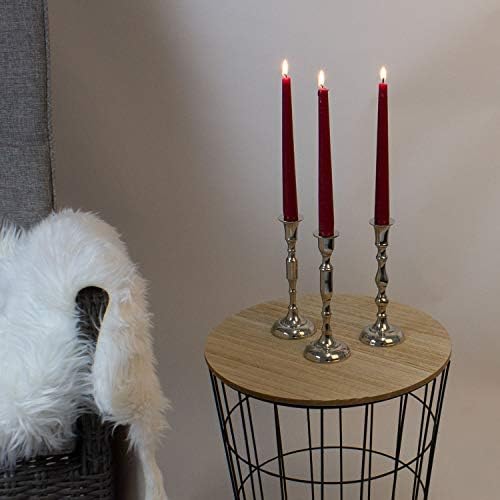 Silver Metal Dinner Table Pillar Candlestick Candle Holder Decoration - One Supplied - Design Varies