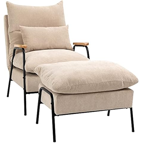HOMCOM Sillón Relax con Reposapiés Reclinable Tapizado en Pana Cover