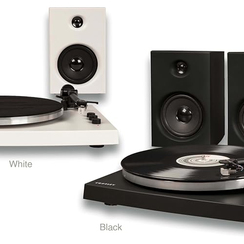 Crosley T150 Toscadiscos De Vinilio con 2 Altavoces, Bluetooth y AUX - Toscadiscos Vintage de 2 velocidades - para vinilos de 7", 10" y 12" - con Disco de Aluminio de tamaño Completo - Negro