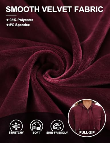 ROYAL MATRIX Women's Velour Tracksuit, 2 Pieces Full Zip Velour Sweatsuits Hooded Jogging Lounge Velvet Outfits Set4