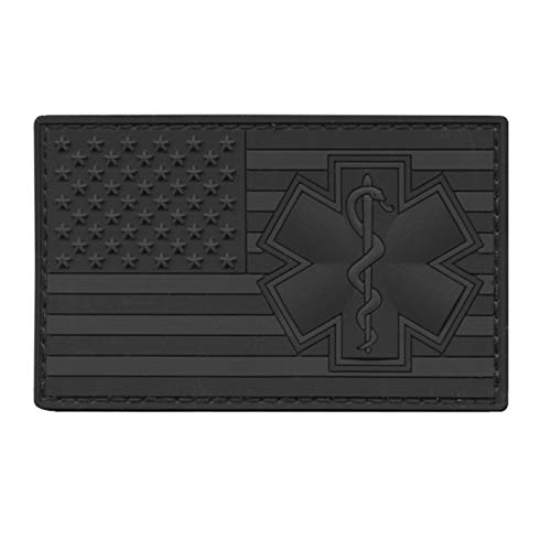 LEGEEON Blackout USA America Flag EMS EMT Subdued Paramedic Medic MED Tactical Morale PVC Rubber Hook&Loop