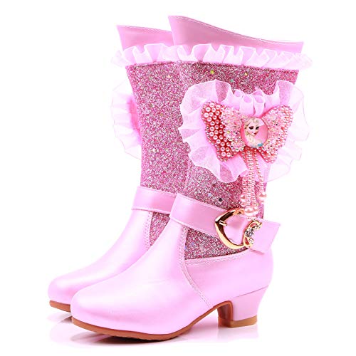 YOSICIL Botas de tacón Alto para niñas Botas de Nieve de Princesa Botas de Agua con Cremallera Botas Antideslizantes Forrado de Piel Sintética 26-38EU