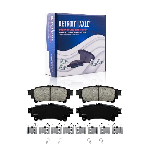 Image of Detroit Axle - Rear Brake Kit for Toyota Sienna Highlander | Lexus RX350 RX450h Drilled and Slotted Brake Rotors Ceramic Brake Pads Replacement, Brake Rotors