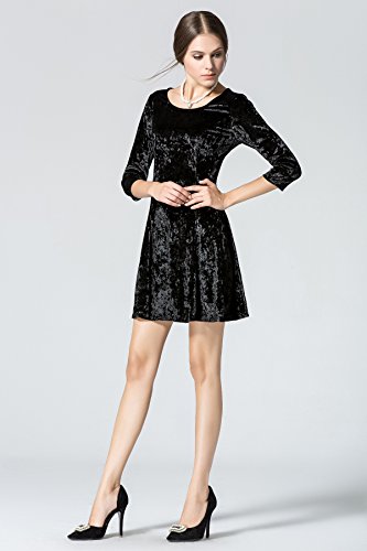 Robe noire femme manches 3/4 confortable fluide taille 38 - 4