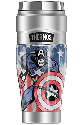 MARVEL - Captain America Tie Dye THERMOS STAINLESS KING Stainless Steel Travel Tumbler, Vacuum insulated & Double Wall, 16oz