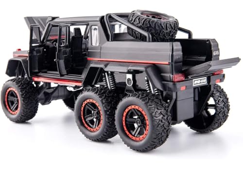 Image of 1:22 AMG 6x6 Diecast Metal Toy Car Model for Kids Pull Back Action Openable Doors with Light & Sound Features Durable Alloy Vehicle Collectible & Giftable (Black)