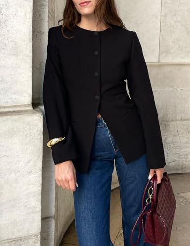 ZESICA Women's Business Casual Blazers 2025 Fall Long Sleeve Button Down Suit Jackets Open Front Work Blazer with Pocket4