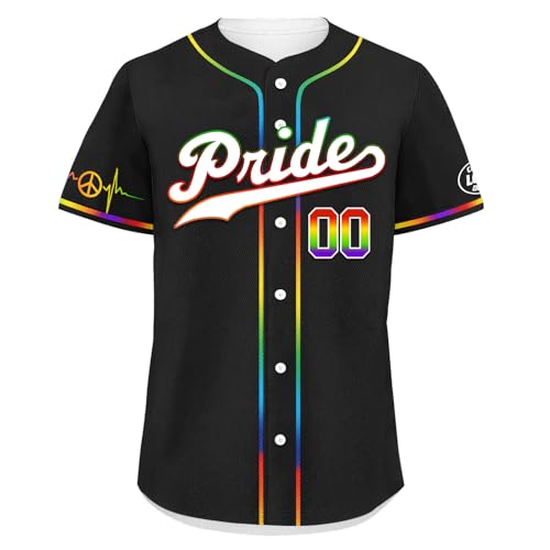 Camiseta personalizada de béisbol Pride con arcoíris LGBTQ+ para jóvenes y adultos miniatura 4