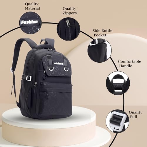 Image of Tinytot 30 Litre, Stylish & Trendy Water Resistant Hi Storage School Collage Travel Laptop Backpack Bag for Boys, Girls, Mens & Womens, 20 Inches (Black)