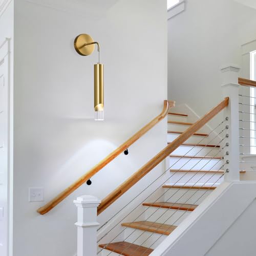 Image of Gold Wall Sconces Modern LED Wall Lights Acrylic Wall Lighting Bathroom Vanity Light Fixture Indoor Wall Fixture for Bedroom Bedside Corridor Hallway Living Room(1-Pack)