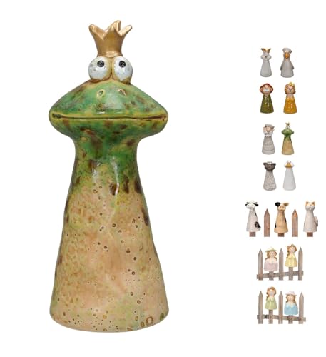NETPROSHOP Zaunhocker Zaunfigur Viele Tiere und Figuren Steinzeug Höhe ca. 16-18 cm Auswahl:Froschkoenig