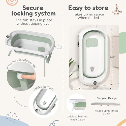 Faltbar Baby Badewanne Mit Rutschfestem Badewannensitz - Babywanne Xxl Mit Badethermometer - Von Der Geburt Bis 3 Jahre - Baby Bathtub - Babygeschenk - Geburtsgeschenke Für Mädchen & Jungen