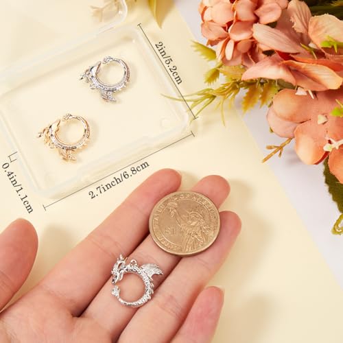 Beebeecraft 1 Box 4Pcs Flying Dragon Charm 18K Gold & Platinum Plated Brass Pendant Charms Round Dangle Cubic Zirconia Vintage Dragon Totem Charms for Jewelry Making Necklace Bracelet Supplies DIY - Image 3