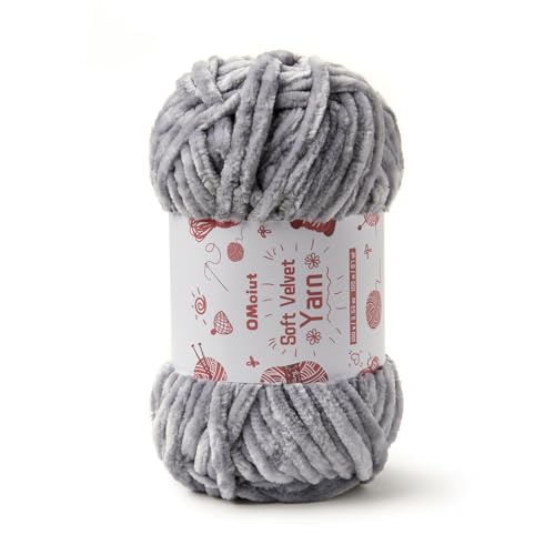Image of 100g Fluffy Velvet Chenille Yarn for Crocheting and Knitting, 80m (87.5yd) Baby Yarn for Crocheting Soft, Crochet Chunky Yarn Amigurumi Yarns (Grayish)