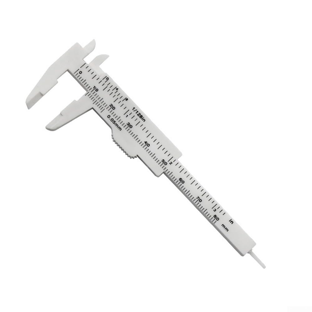 Calibrador Vernier de plástico, Regla Deslizante de 80 mm, micrómetro, Herramienta de medición para medición de Espesor y Profundidad, Juego en Blanco y Negro.