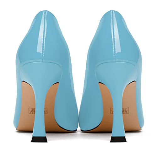 SKYSTERRY Womens Pointed Toe Evening Patent Fashion Slip On Spool High Heel Pumps Shoes 3.3 Inch4