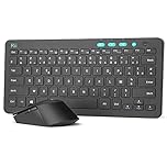 Rii Élite Combo sans Fil | Clavier Souris sans Fil PC/Ordinateur Portable | Clavier Ergonomique Trousse Main | Souris Optique 3 DPI Réglables | Molette Silencieuse | Design Français Élégant Noir