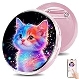 HD Touchscreen Digital Badge Pin with Sound, Type-C Fast Charge,Customizable Anime Style Wearable, Smart Button for Cosplay, Parties,Fan Events and Fandoms - Pink