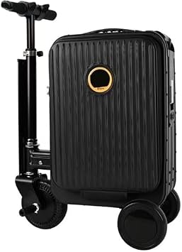 Smart Electric Rideable Suitcase Scooter for Adults - Lightweight Travel Luggage with USB Charging Port & Battery - Versatile Ride-On Travel Scooter, Silver