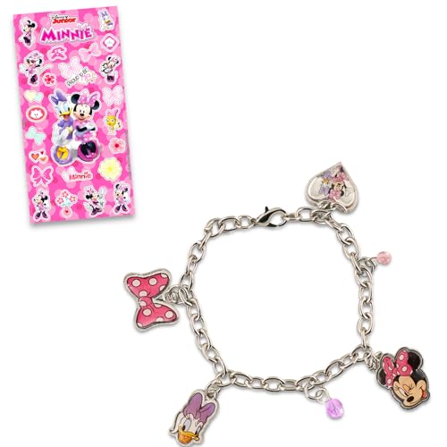 Disney Minnie Mouse Charm Bracelet for Girls - Bundle with Minnie Mouse and Daisy Duck Charm Bracelet and More | Disney Charm Bracelet Set