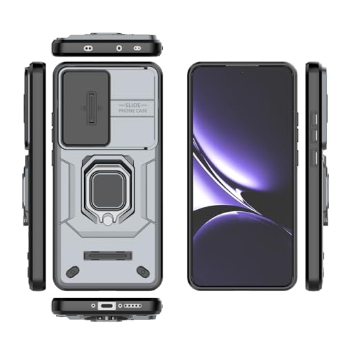 Image of Kapa Armor Slider Back Cover for Poco X7 Pro 5G | Inbuilt Ring + Camera Slider Shockproof Lens Protection Bumper Back Case (Grey)