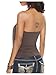 Floerns Women's Going Out Tops for Women Draped Front Halter Tops Beaded Backless Sleeveless Y2k Tank Tops Coffee Brown Large