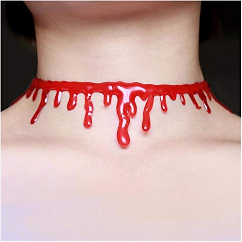 CHOP MALL Halloween Horror Blood Drop Choker Necklace Fancy Joke Dress Party Accessories for Women Man Cosplay Costume Ball Masquerade