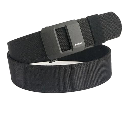 EDC Nylon Ratchet Belt for Men Tactical Automatic Buckle 1.5 Inch Heavy Duty Stretch Belt Adjustable Work Outdoor CCW