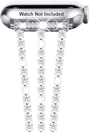 Image of Zitel Bling Rhinestone Metal Band Compatible with Apple Watch Straps for Women Girls Sparkling Shiny Wristbands