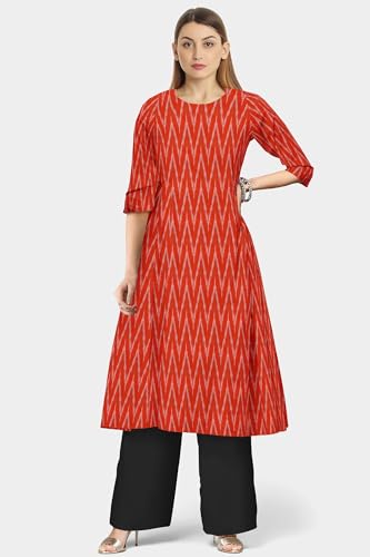 Image of Cotton Pochampally ikat unstitched blouse, Kurthi, long frock fabric material for women (1 meter, 2 meters & 3 meters)