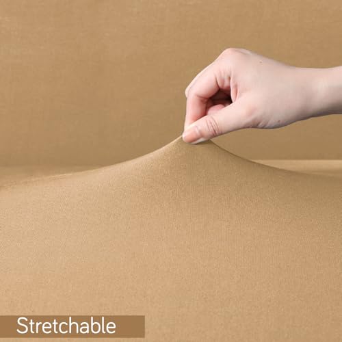 Image of HOKIPO 'SereneSolids' 140 GSM Gaming Chair Cover Elastic Computer Rotating Chair Seat Covers Slipcover, Camel (AR-5370-CML)
