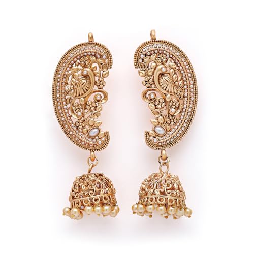 Image of Shining Diva Fashion Stylish Traditional Fancy Pearl Gold Plated Jhumki Earrings For Women and Girls (16949er)