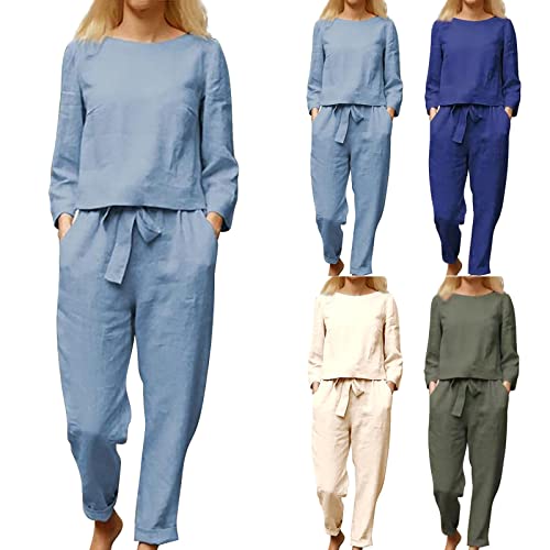 Uqghqo Women's 2023 Fall Two Piece Outfit Long Sleeve Crewneck Pullover Tops And Long Pants Tracksuit Sweatsuits Two Piece Sets For Women Going Out Sexy B9 #TOP23