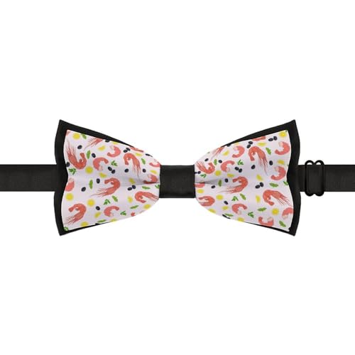 GoasNei Shrimp Lemon Food Pattern Bow Tie for Men Adjustable Necktie Funny Tie Neck Ties for Weddings Party