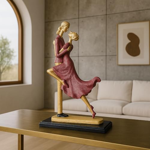 Image of Xtore Elegant Dancing Couple Figurine | Resin Home Decor Accent | Luxury Art Piece for Living Room, Dining Room, or Entryway | Romantic and Graceful Design