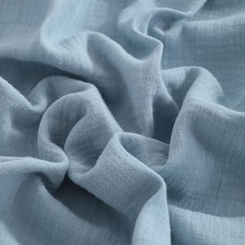 Image of NTBAY 2 Pack Muslin Cotton Crib Sheets, Soft and Breathable Double Layer 28x52 Baby Crib Sheets for Standard Crib and Toddler Mattresses, Boys, Girls, Unisex, Sky Blue, 28x52 Inches