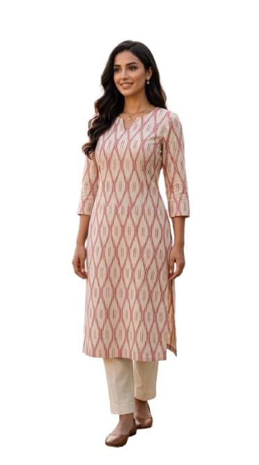 Image of Cotton Pochampally ikat unstitched blouse, Kurthi, long frock fabric material for women (1 meter, 2 meters & 3 meters)