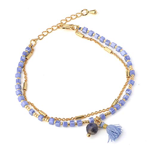 Image of KELITCH Women Crystal Lapis Beads Bracelet Tassels Charm Bracelet Handmade New Agate Bracelets